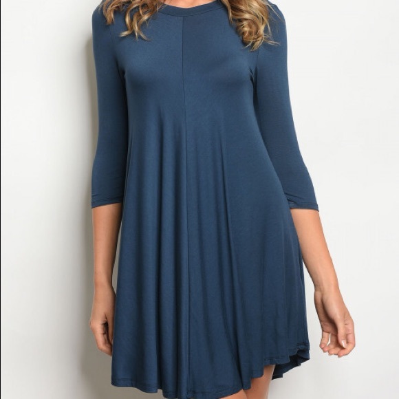 Dresses & Skirts - Quarter sleeve teal blue dress
